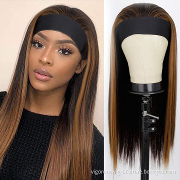 Wholesale Bone Straight Braiding Hair Wig Extension Cheap Clip Ombre Kinky Fiber Hair Synthetic For Black Women Headband Wigs